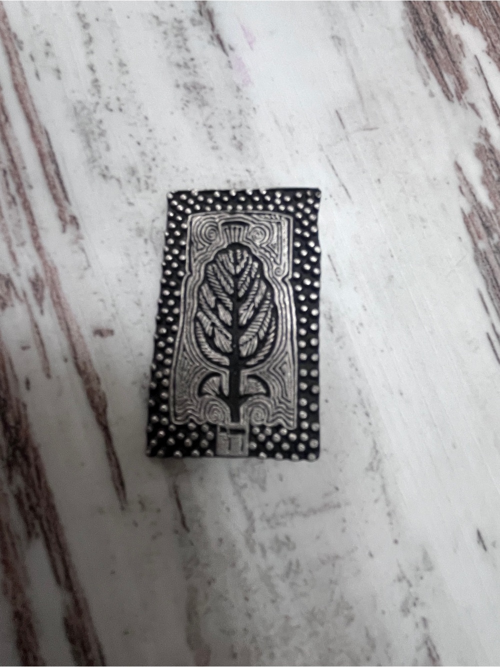 Vintage Alice Seely Pewter Tree of Life Brooch Pin Southwestern Tribal Frame